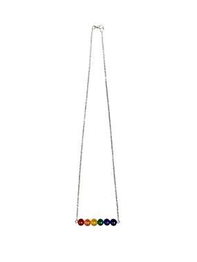 Andrew Christian Rainbow Pride Bar Necklace Silver — One Size